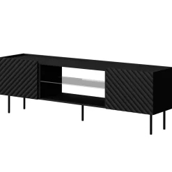 Garnero Arredamenti Mobile Tv Basso-Mobile porta TV 181x59h cm 2 ante 2 vani con frontali decorati nero Daniele Nero Opaco