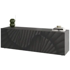 Garnero Arredamenti Mobile Tv Basso|Mobili Tv Moderni-Mobile porta TV 181x69h cm 3 ante serigrafate moderno antracite Grafea