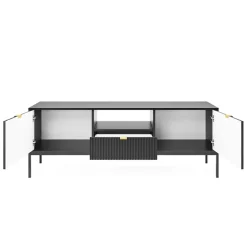 Garnero Arredamenti Mobile Tv Basso|Mobili Tv Moderni-Mobile porta TV 154x56h cm 2 ante moderno soggiorno nero Alisa Nero Opaco