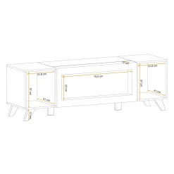 Garnero Arredamenti Camino Bioetanolo|Mobile Tv Basso-Mobile porta TV 160x52h cm 2 ante con biocamino noce con stampa nera Mendes