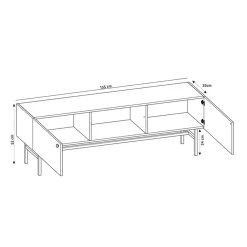 Garnero Arredamenti Mobile Tv Basso|Mobili Tv Moderni-Mobile porta TV 155x52h cm 2 ante nero rovere cannettato Eterna Nero Opaco - Rovere