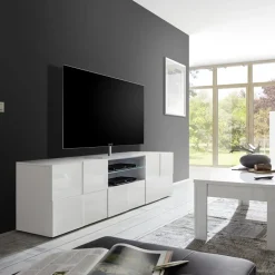 Garnero Arredamenti Mobile Tv Basso|Mobili Tv Moderni-Mobile porta TV 181x57h cm 2 ante Obsession Bianco Lucido