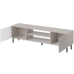 Garnero Arredamenti Mobile Tv Basso|Mobili Tv Moderni-Mobile porta TV 181x53h cm 2 ante 2 vani con frontali cannettati beige Ziggy