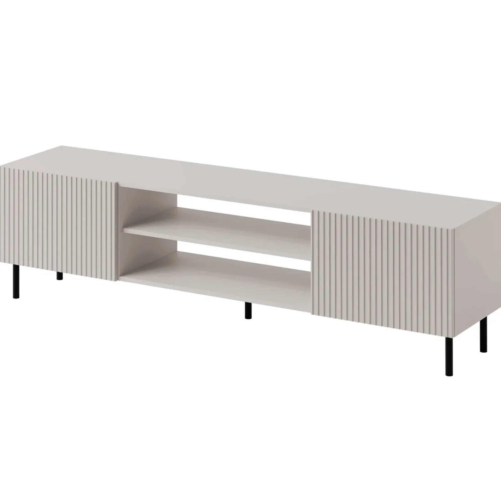 Garnero Arredamenti Mobile Tv Basso|Mobili Tv Moderni-Mobile porta TV 181x53h cm 2 ante 2 vani con frontali cannettati beige Ziggy