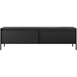 Garnero Arredamenti Mobile Tv Basso-Mobile porta TV 187x54h cm 2 ante cannettato Ciar Nero Opaco