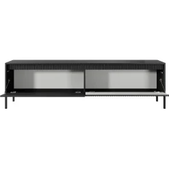 Garnero Arredamenti Mobile Tv Basso-Mobile porta TV 187x54h cm 2 ante cannettato Ciar Nero Opaco
