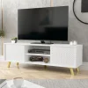 Garnero Arredamenti Mobile Tv Basso-Mobile porta TV 140x42h cm 2 ante 2 vani a giorno bianco Nyborg