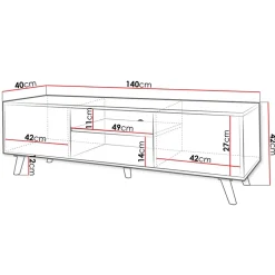 Garnero Arredamenti Mobile Tv Basso-Mobile porta TV 140x42h cm 2 ante 2 vani a giorno bianco Nyborg