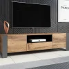 Garnero Arredamenti Mobile Tv Basso|Mobili Tv Moderni-Mobile porta TV 180x48h cm 2 ante 1 cassetto legno antracite Tampere