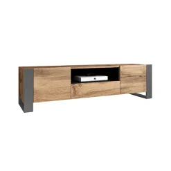 Garnero Arredamenti Mobile Tv Basso|Mobili Tv Moderni-Mobile porta TV 180x48h cm 2 ante 1 cassetto legno antracite Tampere