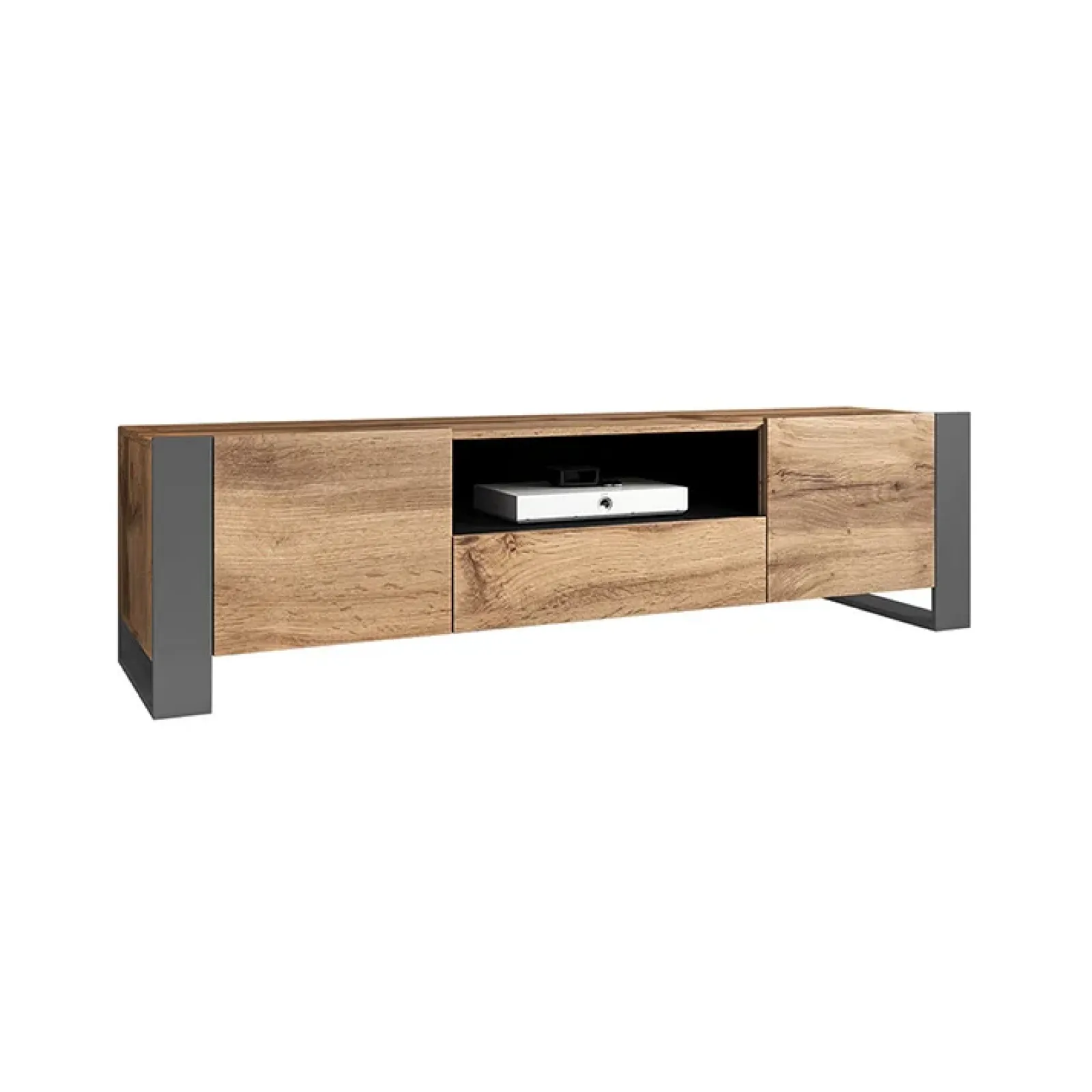 Garnero Arredamenti Mobile Tv Basso|Mobili Tv Moderni-Mobile porta TV 180x48h cm 2 ante 1 cassetto legno antracite Tampere