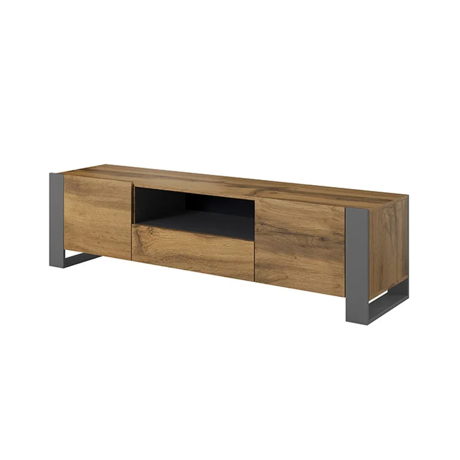 Garnero Arredamenti Mobile Tv Basso|Mobili Tv Moderni-Mobile porta TV 180x48h cm 2 ante 1 cassetto legno antracite Tampere