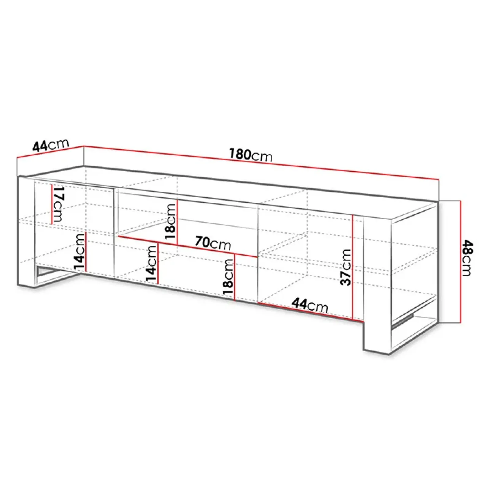 Garnero Arredamenti Mobile Tv Basso|Mobili Tv Moderni-Mobile porta TV 180x48h cm 2 ante 1 cassetto legno antracite Tampere