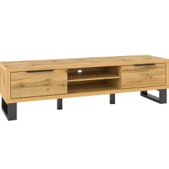 Garnero Arredamenti Mobile Tv In Legno|Mobile Tv Basso-Mobile porta TV 180x50h cm 2 ante soggiorno quercia metallo nero Petra