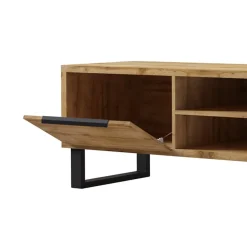 Garnero Arredamenti Mobile Tv In Legno|Mobile Tv Basso-Mobile porta TV 180x50h cm 2 ante soggiorno quercia metallo nero Petra