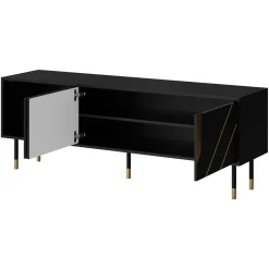Garnero Arredamenti Mobili Tv Moderni|Mobile Tv Moderno-Mobile porta tv 154x55h cm 3 ante moderno nero oro Golden