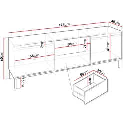Garnero Arredamenti Mobili Tv Moderni|Mobile Tv Moderno-Mobile porta tv 154x55h cm 3 ante moderno nero oro Golden