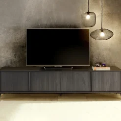 Garnero Arredamenti Mobile Tv Basso|Mobili Tv Moderni-Mobile porta TV 205x48h cm 4 ante Tosca Nero Frassinato
