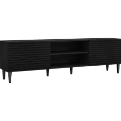 Garnero Arredamenti Mobili Tv Moderni|Mobile Tv Moderno-Mobile porta tv 180x53h cm 2 ante 2 vani a giorno cannettato nero Flippo