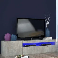 Garnero Arredamenti Mobile Tv Basso|Mobili Tv Moderni-Mobile porta TV 155x37h cm 1 anta soggiorno Light Small Gihome® Cemento