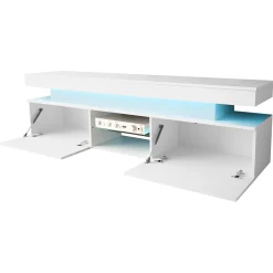 Garnero Arredamenti Mobile Tv Basso|Mobili Tv Moderni-Mobile porta TV 190x54h cm 2 ante con LED bianco Lumus Bianco Lucido