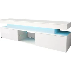 Garnero Arredamenti Mobile Tv Basso|Mobili Tv Moderni-Mobile porta TV 190x54h cm 2 ante con LED bianco Lumus Bianco Lucido