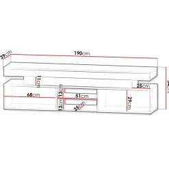 Garnero Arredamenti Mobile Tv Basso|Mobili Tv Moderni-Mobile porta TV 190x54h cm 2 ante con LED bianco Lumus Bianco Lucido