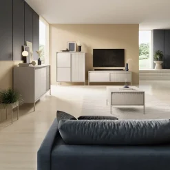 Garnero Arredamenti Mobile Tv Basso-Mobile porta TV 154x54h cm 2 ante cannettato Ciar Beige