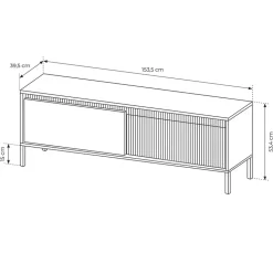Garnero Arredamenti Mobile Tv Basso-Mobile porta TV 154x54h cm 2 ante cannettato Ciar Beige