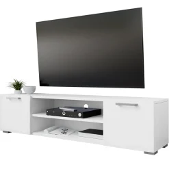 Garnero Arredamenti Mobile Tv Basso|Mobili Tv Moderni-Mobile porta TV 156x36h cm 2 ante design moderno bianco Pastello