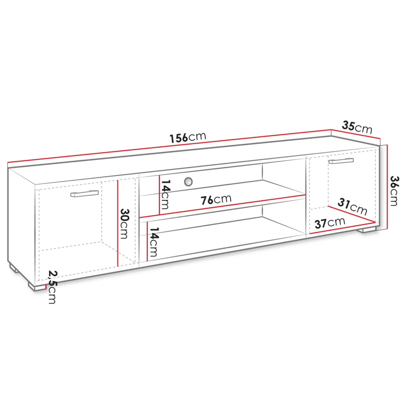 Garnero Arredamenti Mobile Tv Basso|Mobili Tv Moderni-Mobile porta TV 156x36h cm 2 ante design moderno bianco Pastello