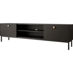 Garnero Arredamenti Mobile Tv Basso|Mobili Tv Moderni-Mobile porta TV 180x48h cm 2 ante 2 vani Giuggiola Nero Opaco
