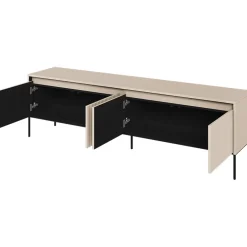 Garnero Arredamenti Mobili Tv Moderni|Mobile Tv Moderno-Mobile porta TV 193x56h cm 4 ante led cannettato nero Camelia Beige