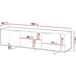 Garnero Arredamenti Mobile Tv Basso|Mobili Tv Moderni-Mobile porta TV 180x55h cm 2 ante grigio Stone
