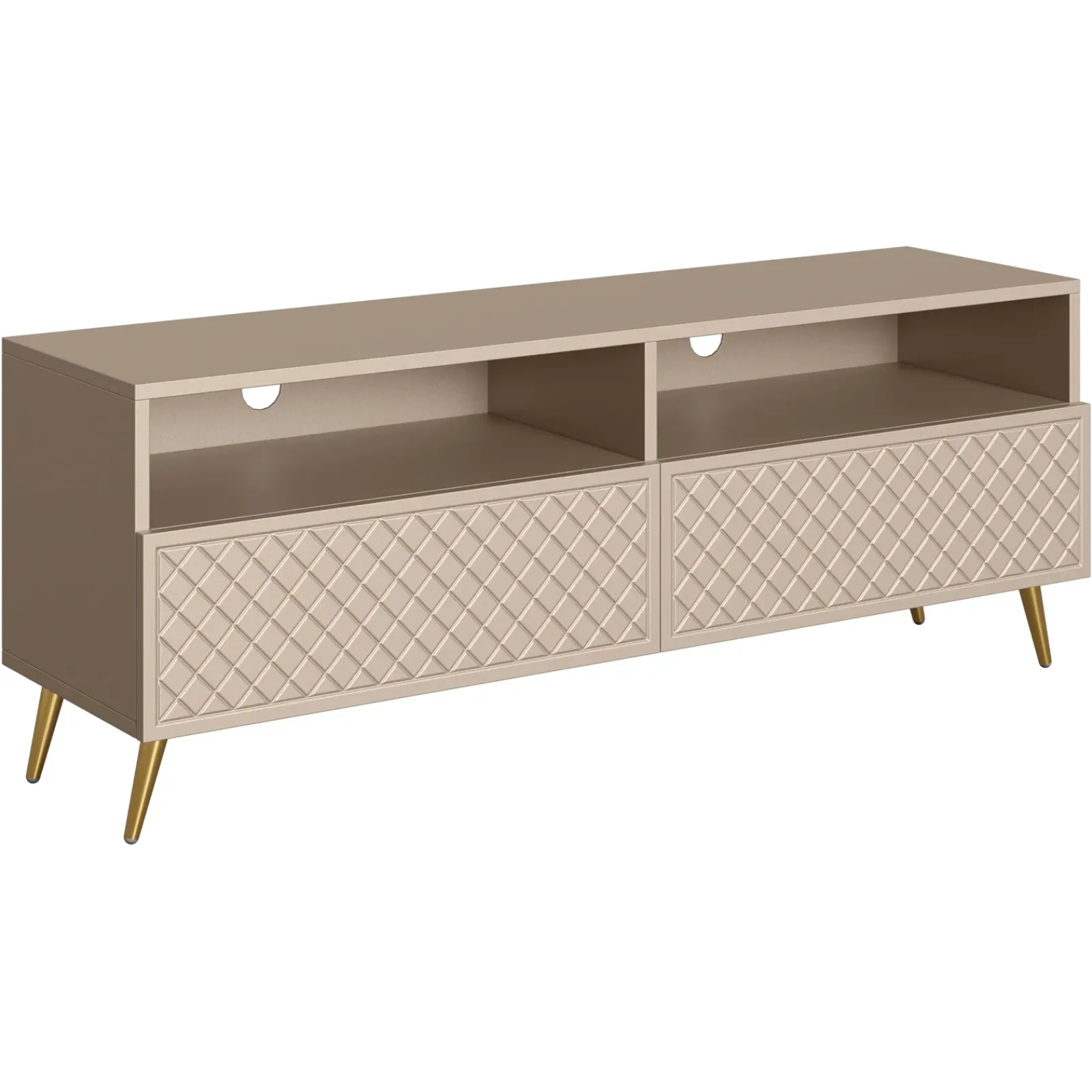 Garnero Arredamenti Mobile Tv Basso|Mobili Tv Moderni-Mobile porta TV 150x57h cm 2 ante 2 vani con frontali decorati Simona Beige