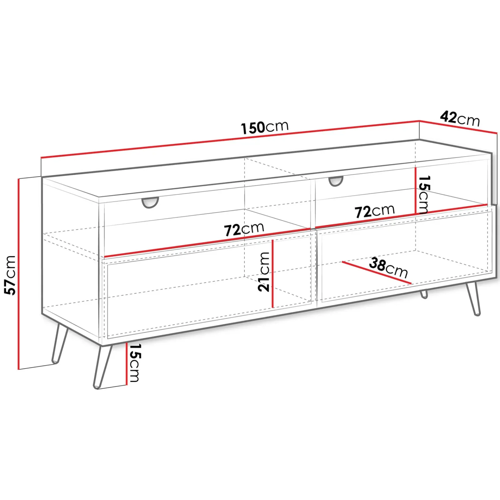Garnero Arredamenti Mobile Tv Basso|Mobili Tv Moderni-Mobile porta TV 150x57h cm 2 ante 2 vani con frontali decorati Simona Beige