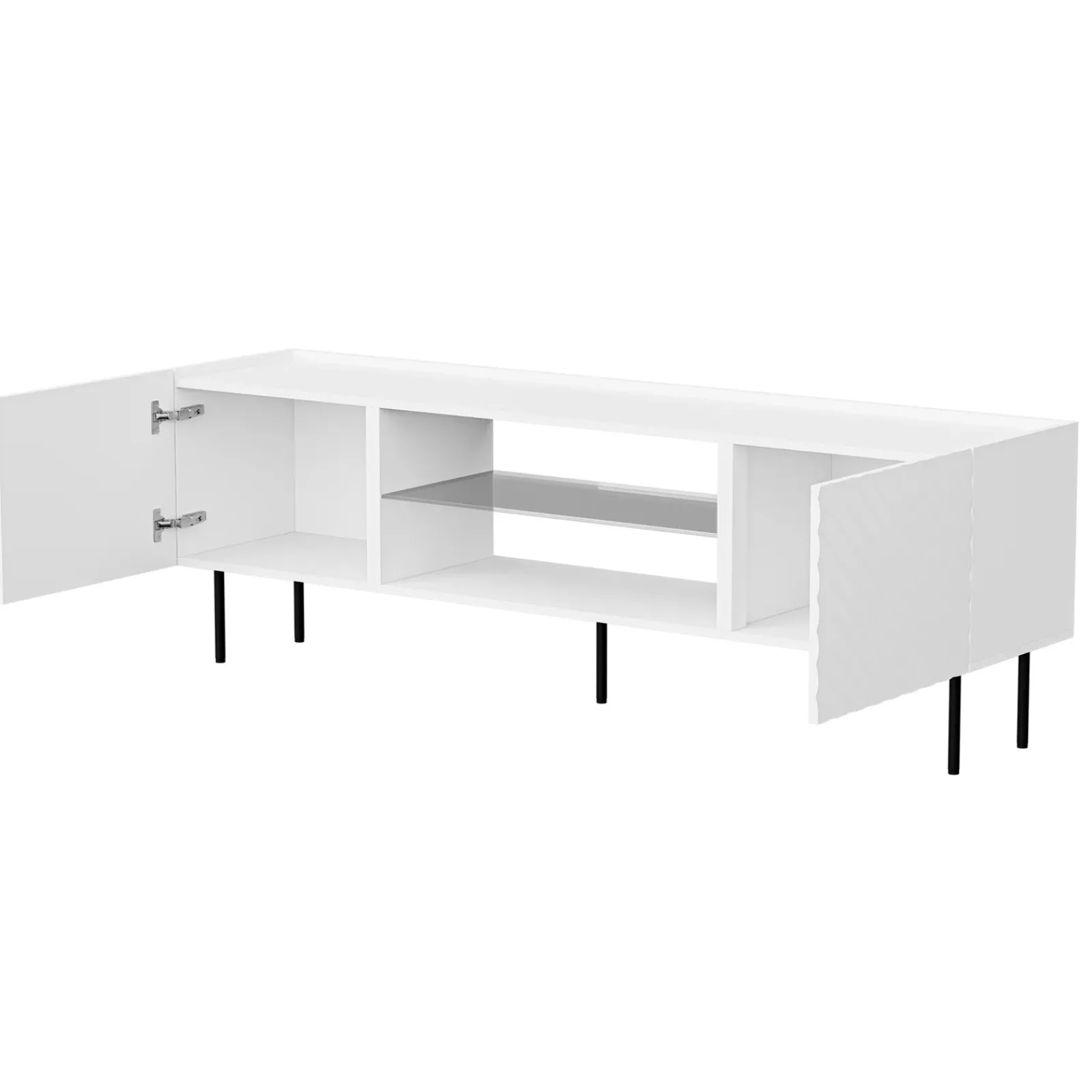 Garnero Arredamenti Mobile Tv Basso-Mobile porta TV 181x59h cm 2 ante 2 vani con frontali decorati bianco Daniele Bianco Opaco