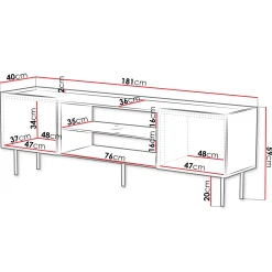 Garnero Arredamenti Mobile Tv Basso-Mobile porta TV 181x59h cm 2 ante 2 vani con frontali decorati bianco Daniele Bianco Opaco