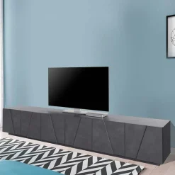 Garnero Arredamenti Mobile Tv Basso|Mobili Tv Moderni-Mobile porta TV 244x46h cm 6 ante Zenzero Gihome® Ossido