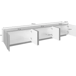 Garnero Arredamenti Mobile Tv Basso|Mobili Tv Moderni-Mobile porta TV 244x46h cm 6 ante Zenzero Gihome® Ossido