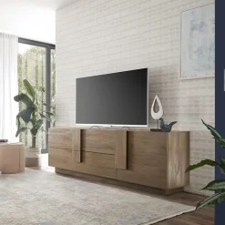 Garnero Arredamenti Mobile Tv In Legno|Mobile Tv Basso-Mobile porta TV 182x63h cm 1 anta 2 cassetti moderno Alvarez Rovere