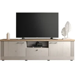 Garnero Arredamenti Mobile Tv Basso-Mobile porta TV 211x58h cm 2 ante 1 cassetto rovere bianco frassinato Armonia