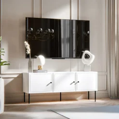 Garnero Arredamenti Mobile Tv Basso|Mobili Tv Moderni-Mobile porta TV 151x60h cm 3 ante Stark Bianco Opaco