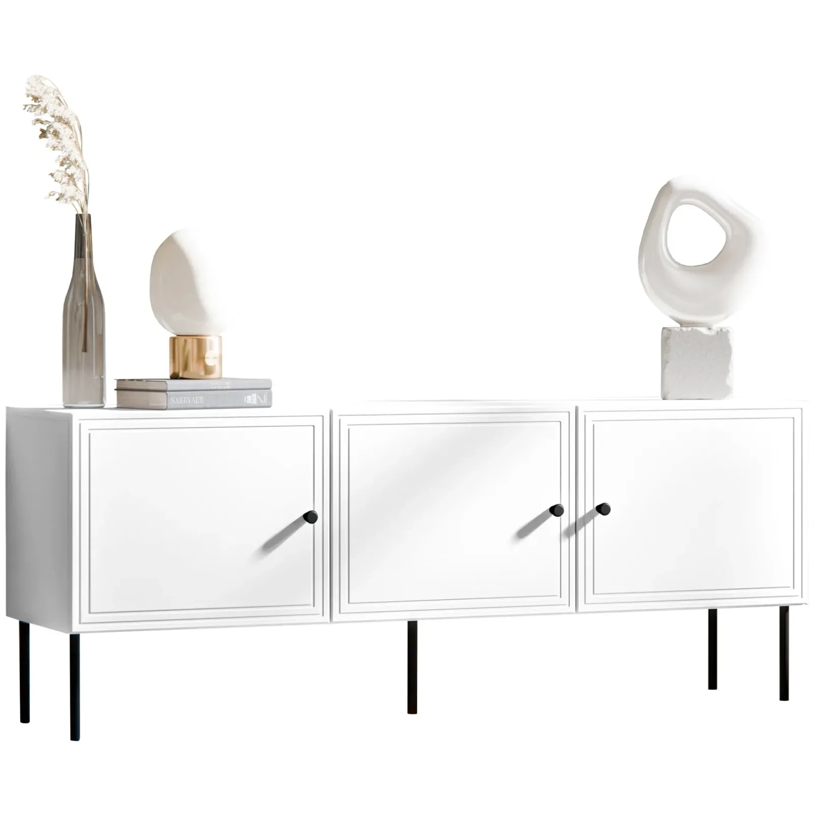 Garnero Arredamenti Mobile Tv Basso|Mobili Tv Moderni-Mobile porta TV 151x60h cm 3 ante Stark Bianco Opaco