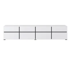 Garnero Arredamenti Mobile Tv Basso|Mobili Tv Moderni-Mobile porta TV 225x48h cm 4 ante a ribalta 4 cassetti moderno nero Lolla Bianco Opaco