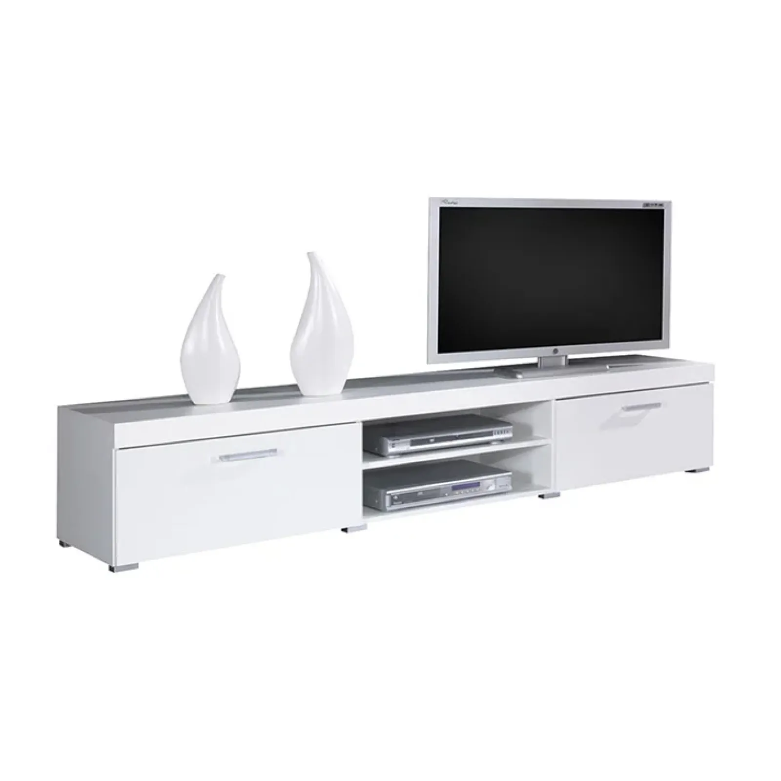 Garnero Arredamenti Mobile Tv Sospeso|Mobili Tv Moderni-Mobile porta TV 200x39h cm 2 ante 2 vani a giorno bianco lucido Nottingham