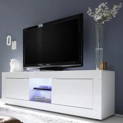 Garnero Arredamenti Mobile Tv Basso|Mobili Tv Moderni-Mobile porta TV 181x56h cm 2 ante 2 vani a giorno bianco lucido Eternity