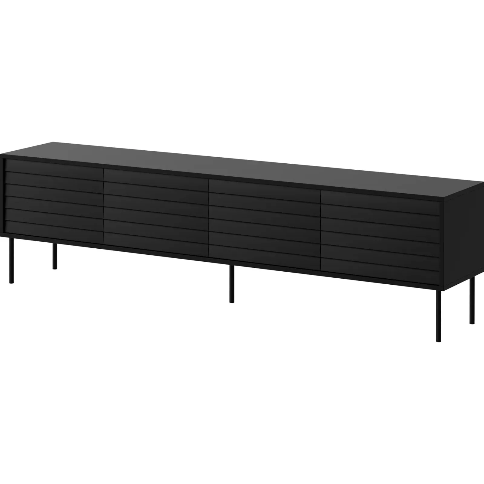 Garnero Arredamenti Mobile Tv Basso|Mobili Tv Moderni-Mobile porta TV 200x60h cm 4 ante nero Wild Nero Opaco