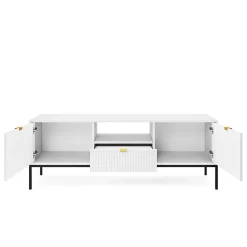 Garnero Arredamenti Mobile Tv Basso-Mobile porta TV 154x56h cm 2 ante moderno soggiorno bianco Alisa Bianco Opaco