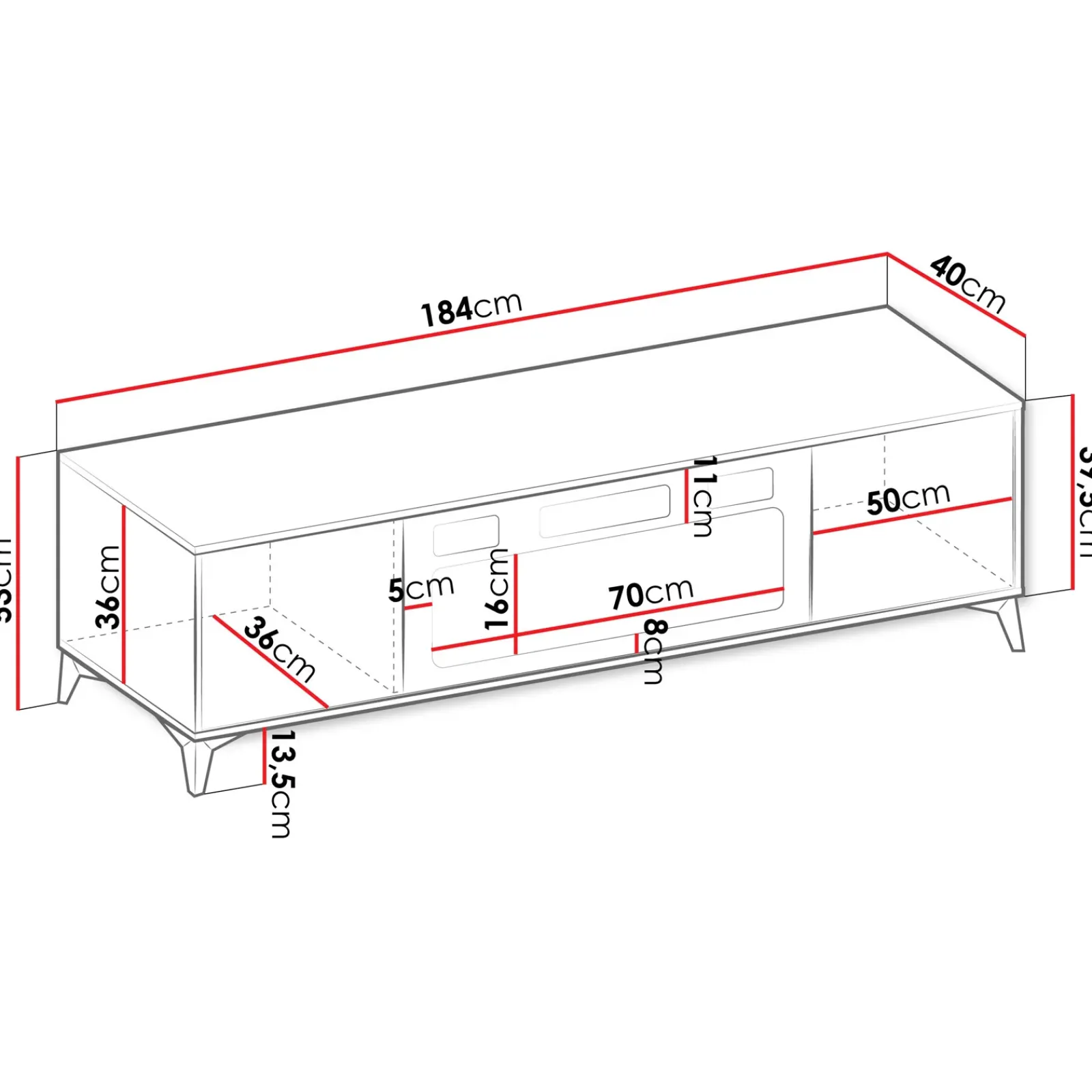 Garnero Arredamenti Camino Elettrico|Mobile Tv Basso-Mobile porta TV 184x53h cm 2 ante con caminetto frontali serigrafati beige nero Miriam